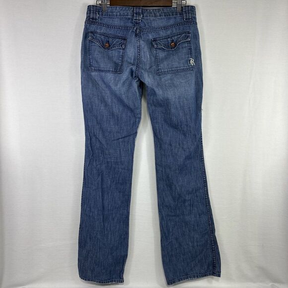 Rich & Skinny Jeans Womens 28 Blue Bootcut Mid Rise Denim Button Fly Flap Pocket - Picture 11 of 13